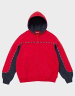 supreme piping zip up red hoodie