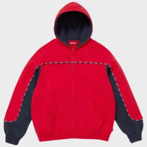 supreme piping zip up red hoodie
