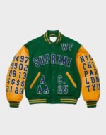 supreme praises green varsity jacket