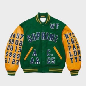 supreme praises green varsity jacket