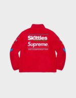 supreme skittles polartec red varsity jacket
