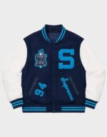 supreme team s letterman blue jacket