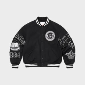 supreme veritas black varsity jacket