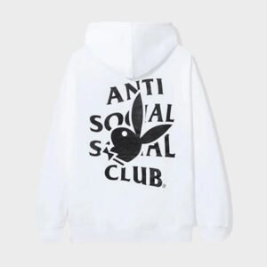 anti social social club playboy bunny logo white hoodie