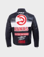 atlanta hawks moto black leather jacket