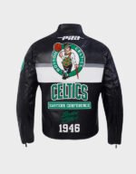 boston celtics moto black leather jacket