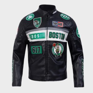 boston celtics moto leather jacket