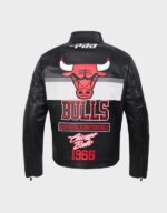 chicago bulls moto black leather jacket