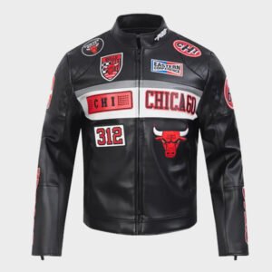 chicago bulls moto leather jacket