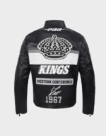 los angeles kings moto black leather jacket