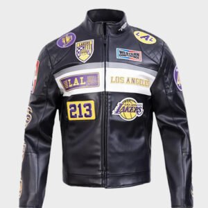 la lakers moto black leather jacket