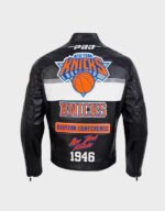 new york knicks moto black leather jacket