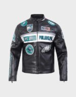 philadelphia eagles black leather jacket
