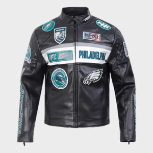 philadelphia eagles black leather jacket