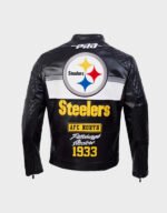 pittsburgh steelers moto black leather jacket