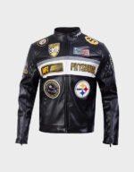 pittsburgh steelers moto leather jacket