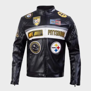 pittsburgh steelers moto leather jacket