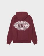 stussy mantra zip burgundy hoodie