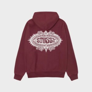stussy mantra zip burgundy hoodie