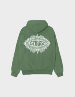 stussy mantra zip green hoodie
