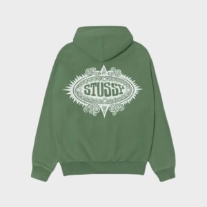 stussy mantra zip green hoodie
