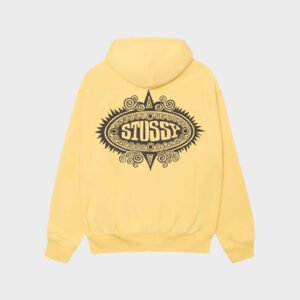 stussy mantra zip yellow hoodie