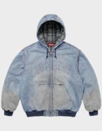 stussy reflective arc work denim hoodie