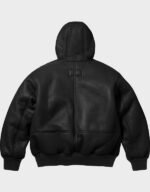 supreme x schott shearling hooded black work jacket