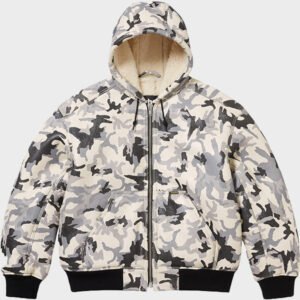 supreme x schott shearling hooded work camo jacket