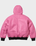 supreme x schott shearling hooded work pink jacket